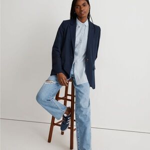 Madewell The Larsen Blazer in Drapeweave Navy Button Academia Jacket MP NWT